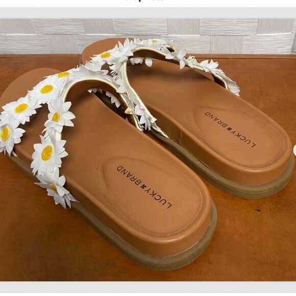 Lucky Brand Yellow White Daisy Sandals Size 7M - Picture 6 of 9